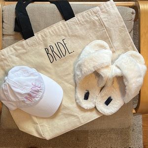 Bride Tote Bag, Hat & Slippers